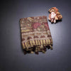 Semi Linen Cinnamon Brown Printed Saree