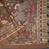 Semi Linen Cinnamon Brown Printed Saree