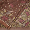 Semi Linen Cinnamon Brown Printed Saree