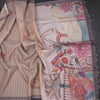 Raw Silk Multi Colour Checked Saree With Paint Work