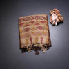Semi Linen Dark Brown Floral Printed Saree