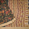 Semi Linen Dark Green Floral Printed Saree 02
