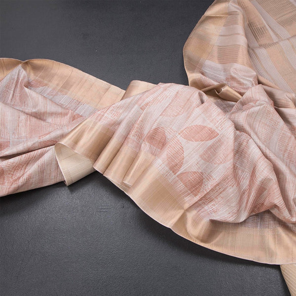 Raw Silk Light Peach Printed Saree