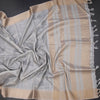Raw Silk Grey Printed Saree 02