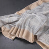 Raw Silk Grey Printed Saree 02