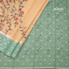 Kota Dark Sandal Floral Paint Work Saree
