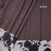 Kota Dark Brown Saree With Zari Buttas And Printed Border