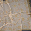 Linen Light Sandal Saree With Painted Zari Thread Work
