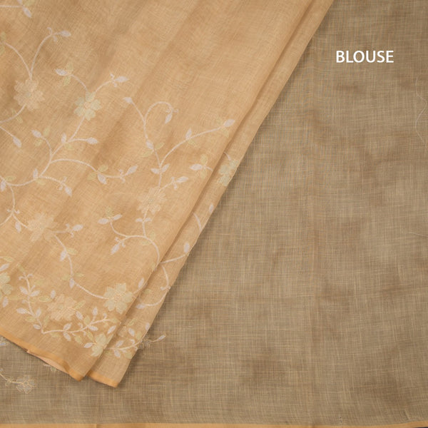Linen Gold Saree With Painted Zari Thread Work