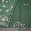 Linen Jade Green Saree With Painted Zari Thread Work