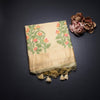 Silk Cotton Yellow Borderless Thread Work Saree