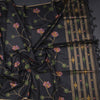 Silk Cotton Black Borderless Thread Work Saree In Floral Creeper Design