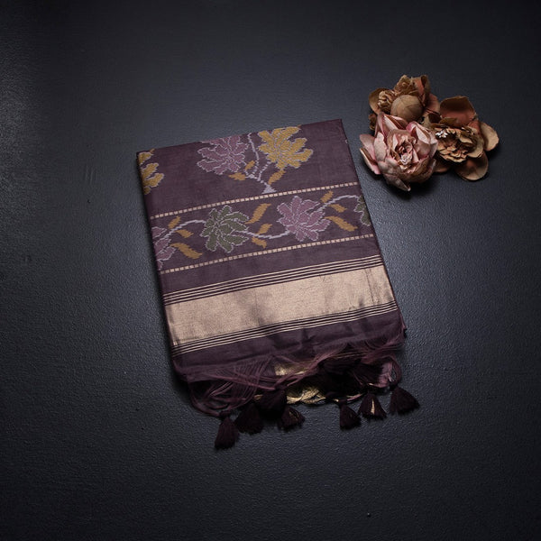 Raw Silk Onion Pink Printed Saree 02