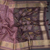 Raw Silk Onion Pink Printed Saree 02