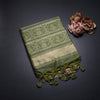 Raw Silk Parrot Green Printed Saree 02