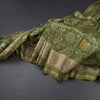 Raw Silk Parrot Green Printed Saree 02