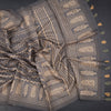 Raw Silk Grey Zig Zag Printed Saree