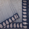 Semi Linen Cream Zig Zag Printed Saree And Zari Thread Border 03