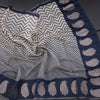 Semi Linen Cream Zig Zag Printed Saree And Zari Thread Border 03