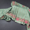 Raw Silk Pista Green Zari Stripes Saree And Floral Thread Border