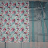Raw Silk Sea Green Floral Printed Saree And Zari Border