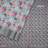 Raw Silk Sea Green Floral Printed Saree And Zari Border