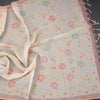 Linen Cream Saree With Painted Zari Thread Work 02