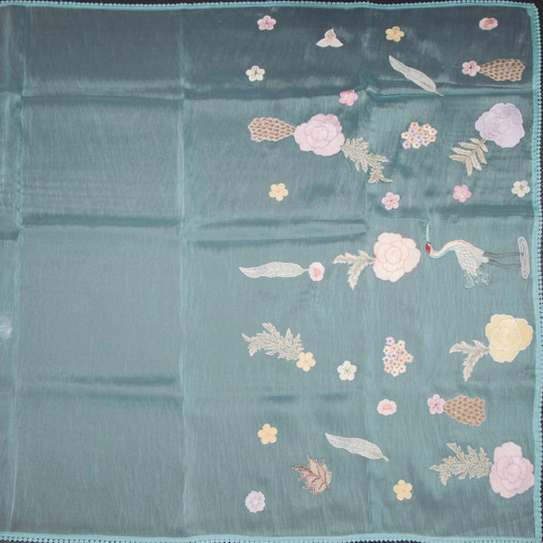 Soft Tissue Sky Blue Thread Work Saree