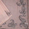 Linen Peach Borderless Thread Work Saree With Paisley Design