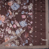 Raw Silk Dark Brown Floral Printed Saree And Thread Cut work Border