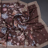 Raw Silk Dark Brown Floral Printed Saree And Thread Cut work Border