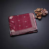 Raw Silk Maroon Floral Printed Saree And Thread Cut work Border