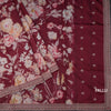 Raw Silk Maroon Floral Printed Saree And Thread Cut work Border