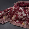 Raw Silk Maroon Floral Printed Saree And Thread Cut work Border