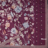 Raw Silk Mulberry Pink Floral Printed Saree And Thread Cut Work Border