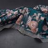 Raw Silk Teal Blue Floral Printed Saree And Thread Cut Work Border