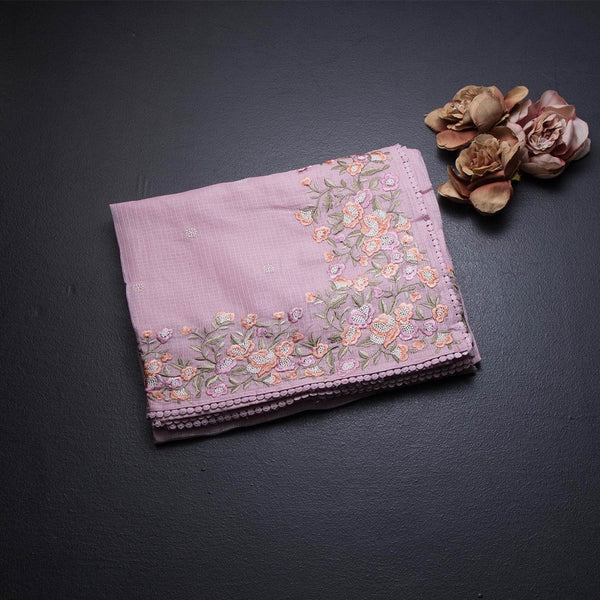 Kota Rose Pink Thread Work Saree