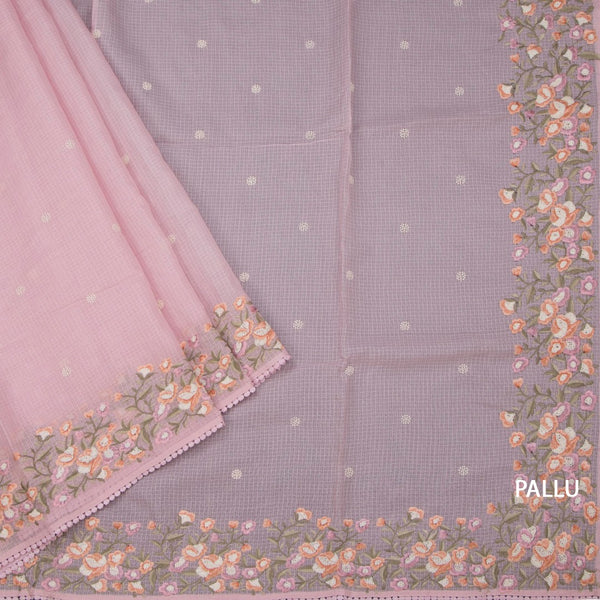 Kota Rose Pink Thread Work Saree