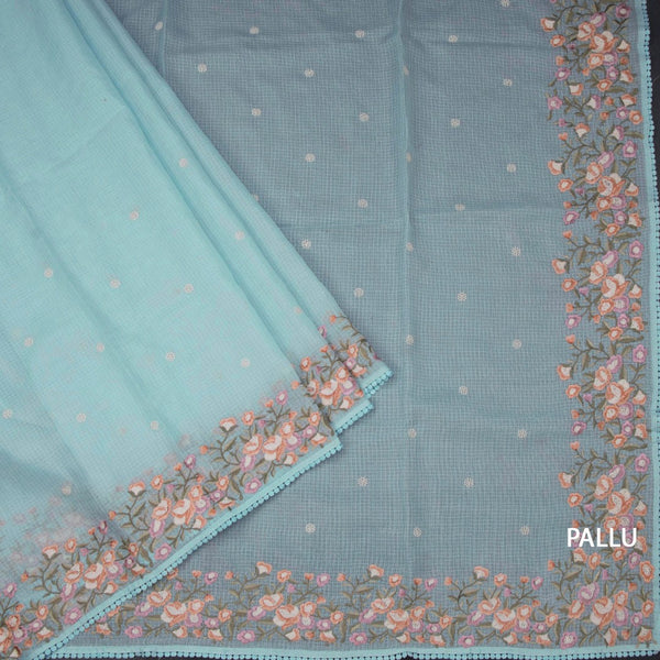 Kota Powder Blue Saree With Thread Work Saree