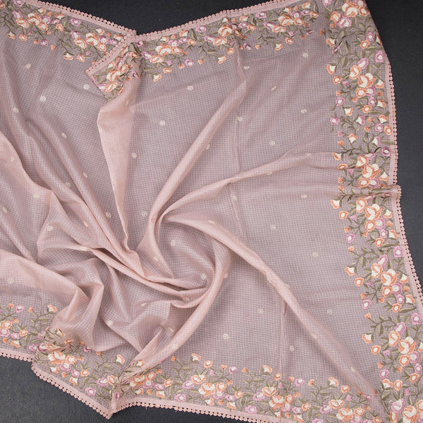 Kota Peach Floral Thread Work Saree 02