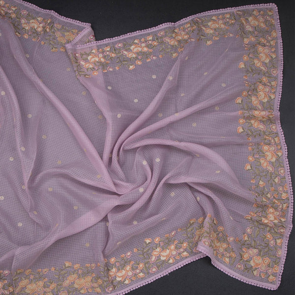 Kota Lavender Floral Thread Work Saree
