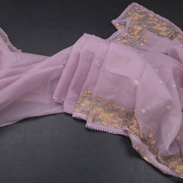 Kota Lavender Floral Thread Work Saree