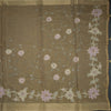 Linen Golden Brown Saree With Painted Zari Thread Work