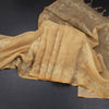 Linen Gold Saree Painted With Zari Thread Work