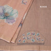 Linen Light Peach Floral Paint With Thread Work Saree