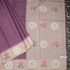 Raw Silk Plum Purple Zari Checked Saree And Thread Work Border