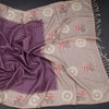 Raw Silk Plum Purple Zari Checked Saree And Thread Work Border