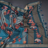 Raw Silk Blue Printed Saree And Zari Border