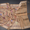 Raw Silk Sandal Floral Printed Saree With Zari Border