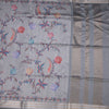 Raw Silk Light Grey Floral Printed Saree And Zari Border